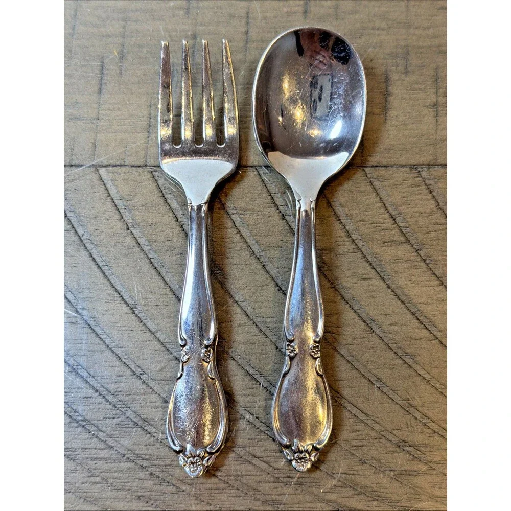 Oneida Toddletime Stainless 2 Piece Set Toddler Baby Child Spoon Fork Flatware
